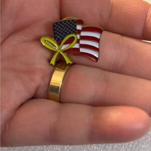 American Flag With Yellow Ribbon Lapel Pin - Vintage